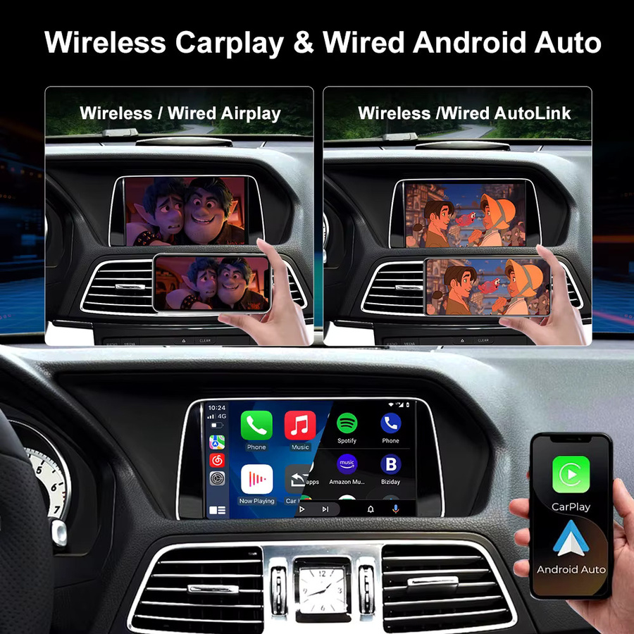 AUTOABC Drahtloses CarPlay und Android Auto Interface für Mercedes Benz E-Klasse W212 E300 E350 Coupe NTG4.5 5.0 mit Mirror Link und AirPlay via Wi-Fi und Bluetooth - Bild 2