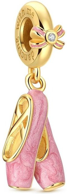 YIRAN Anhänger Rosa Ballettschuhe, Kupfer, Roségold, Perle, Zirkonia, Damen - Bild 1