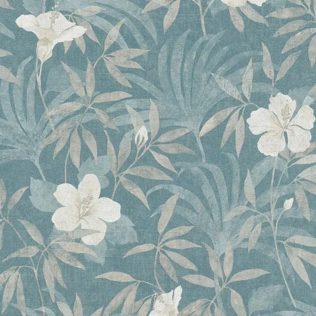 Profhome Tapete Dschungel Blumen Matt Beige Blau Non-Woven B: 0,53 m, H: 10,05 m - Bild 1