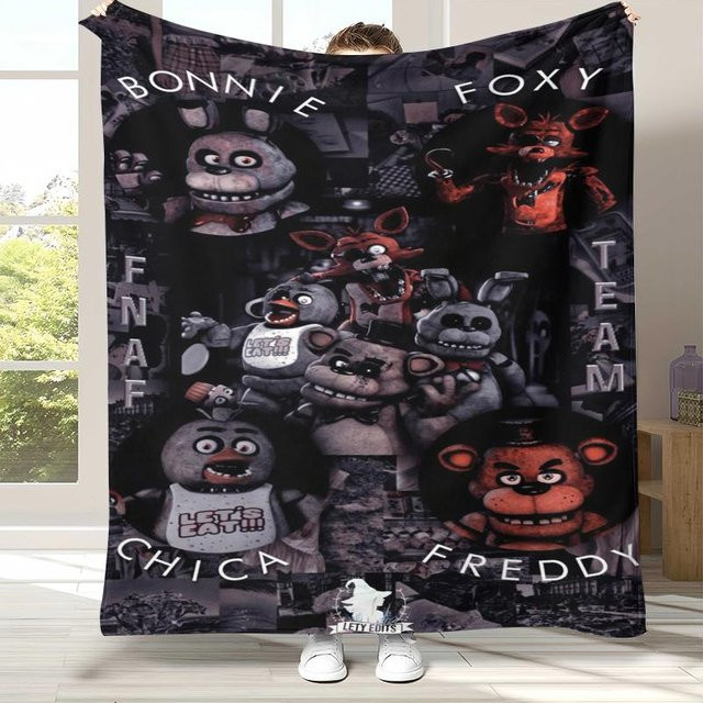 SywThirteen Horror Freddy F-FNAF Flanell-Plüschdecke, ultraweiche warme Decke in Multicolour, B/T: 75 x 90 cm - Bild 1