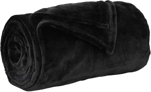 vidaXL Fleece Überwurfdecke Schwarz B/B/H: 150 x 200 cm - Bild 1