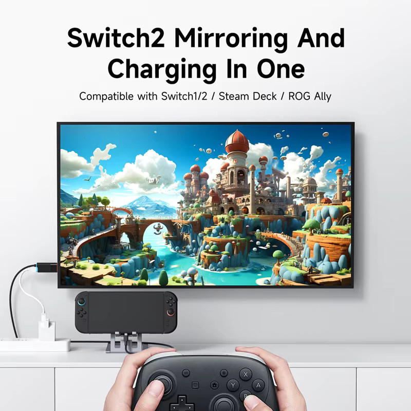 Hagibis Tragbares TV-Dock USB-C zu HDMI Kabeladapter für Nintendo Switch, Switch2 und OLED, 4K@60Hz, 100W PD Stromversorgung, Schwarz, kompatibel mit Laptops und ROG Ally - Bild 3