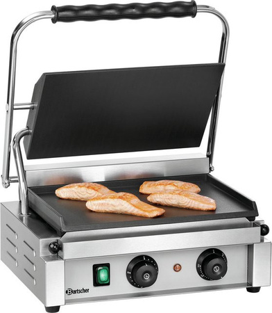 Bartscher Kontaktgrill Panini-T 1G in Silber, B/T/H: 41 x 40 x 20 cm