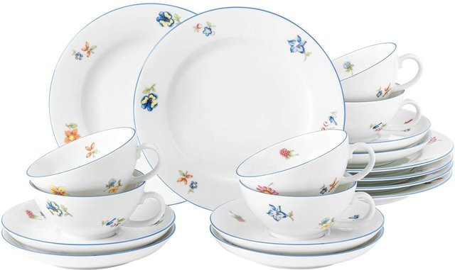 Seltmann Weiden Teeservice Sonate Nostalgia aus Porzellan, 18er Set, Weiß, Floral - Bild 1