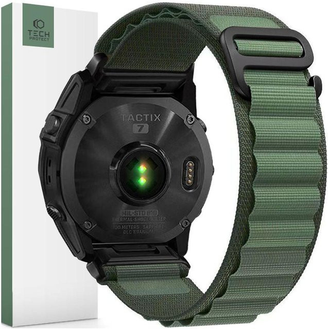 Tech-Protect Uhrenarmband Nylon Pro, Militärgrün, Schwarz, Unisex - Bild 1