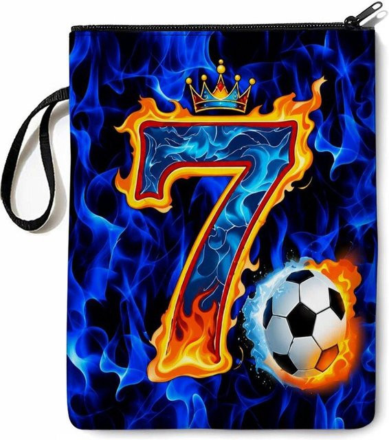 Fancy Style Studio Fußball Buchhülle mit Reißverschluss und Handgelenkschlaufe in Blau - Bild 1