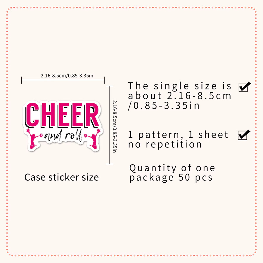 50 Stück Cheerleading-Aufkleber in Rosa und Multicolour für Laptop, Handyhülle und DIY-Dekoration - Bild 3