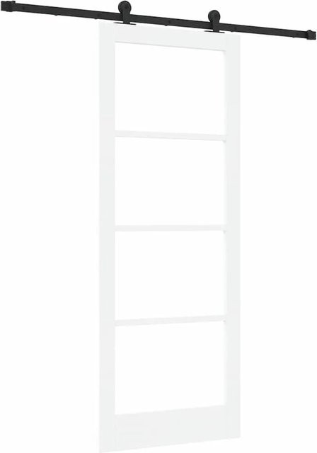 vidaXL Schiebetür ORKDAL in Weiß und Schwarz mit Glas und Holz, B: 83 cm, H: 211 cm - Bild 1