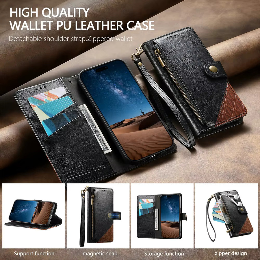 Luxus Lederbrieftasche Hülle mit Reißverschluss und Magnetverschluss für Xiaomi 17T 15T Pro 14T 13T 11T 17 Ultra 5G in Rot - Bild 2