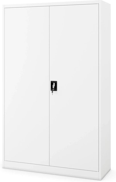 Jan Nowak Büro Aktenschrank JAN II aus Metall mit Schließfunktion und verstellbaren Regalböden, Weiß, B/T/H: 115 x 40 x 185 cm - Bild 1