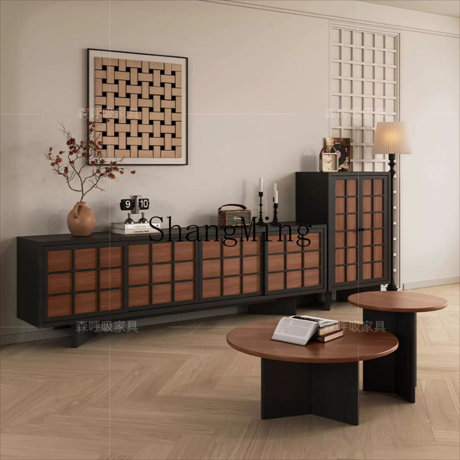 SM Home Retro TV-Schrank aus Holz in Braun mit integrierter Aufbewahrung für kleine Wohnungen - Bild 2