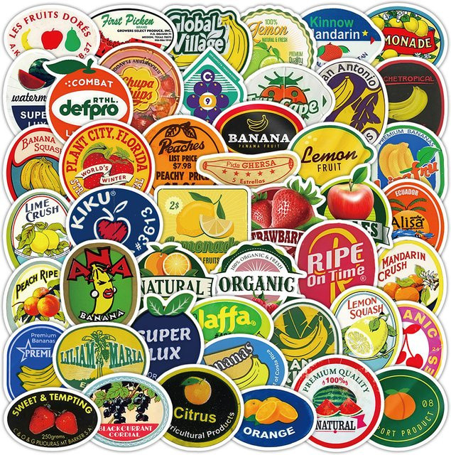 52 Stück Vintage-Etiketten für Obstkisten als bunte Aufkleber für dein Tagebuch und Scrapbook von RecordingYourLife Store - Bild 1