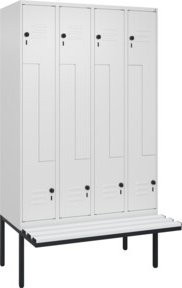 C+P Z-Spind Classic PLUS Sitzbank mit 8 Fächern und Sicherheits-Drehriegel, Farbe: Grau/Weiß, B/T/H: 212,0 x 120,0 x 81,5 cm - Bild 1