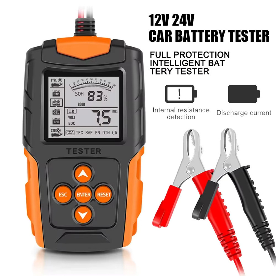JFIND Digitaler Batterietester für 12V und 24V, Batterieanalysator für AGM, GEL und Nassbatterien, Diagnosewerkzeug für Anlasser und Ladung für Auto und LKW, Orange - Bild 5