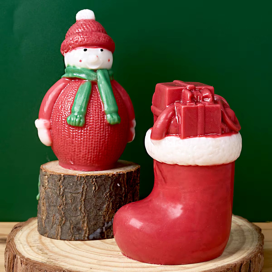 UDOCOOL Silikonform für DIY Weihnachtskerzen und Harzfiguren, Motiv Auswahl: Schneemann, Elch, Glocke, Socke, Farbe: Mehrfarbig - Bild 4
