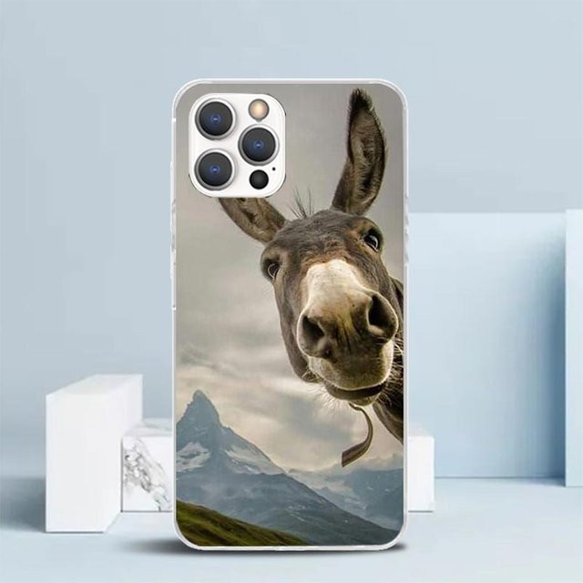 Weiche Handyhülle mit lustigem Esel-Druck für Apple iPhone 16 15 14 13 12 11 Pro Max Mini SE in Multicolour - Bild 1