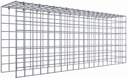 Gabiona Anbaukorb Typ 4 aus Stahl in Silbergrau, B/T/H: 40 x 100 x 20 cm, Maschenweite 5 x 5 cm - Bild 1