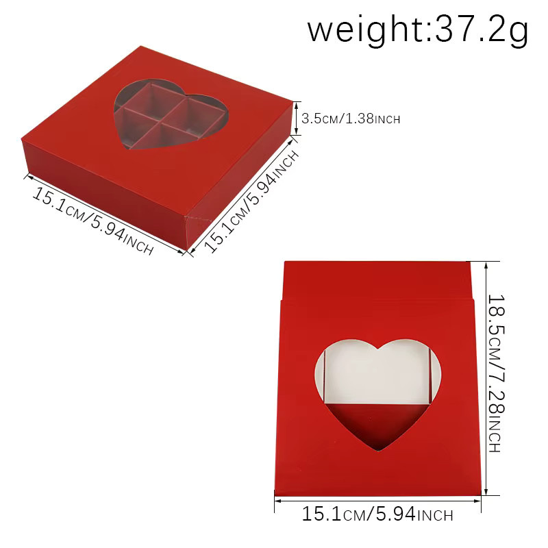 4er-Set herzförmige Geschenkboxen mit Sichtfenster in Rot, Rosa und Weiß für Valentinstag, Hochzeit oder Jahrestag - Bild 4