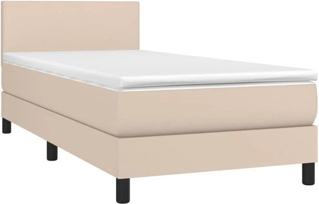 vidaXL Boxspringbett mit Matratze und LED in Cappuccino-Braun, Hybridbett mit USB-Anschluss und Unterbettbeleuchtung, B/T: 100 x 200 cm - Bild 1