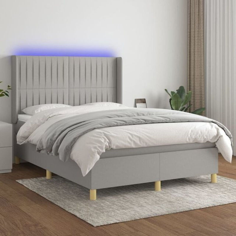 vidaxl Boxspringbett mit Matratze in Grau aus Stoff, B/T/H: 140 x 200 cm - Bild 1