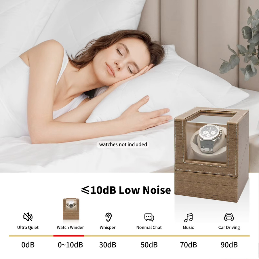 ZOEJOE Automatischer Uhrenbeweger, PU-Leder, Schwarz, USB-betrieben - Bild 4