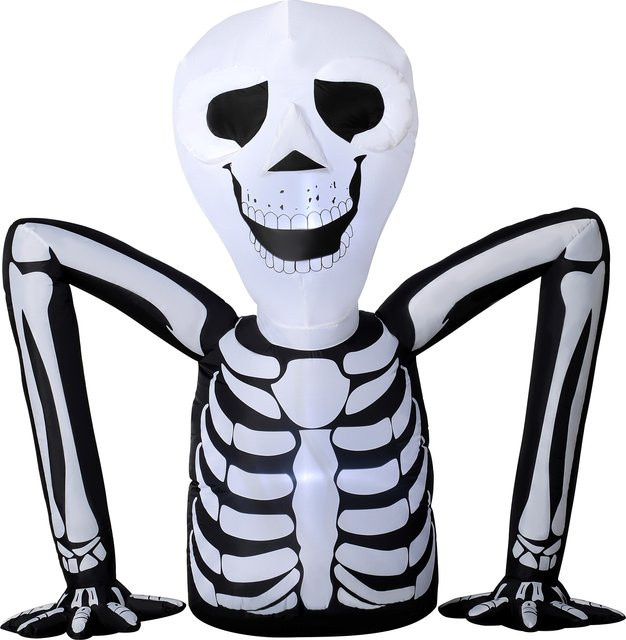 Outsunny Aufblasbares Halloween-Skelett mit LED-Lichtern, Farbe: Schwarz-Weiß, Höhe: 142 cm - Bild 1
