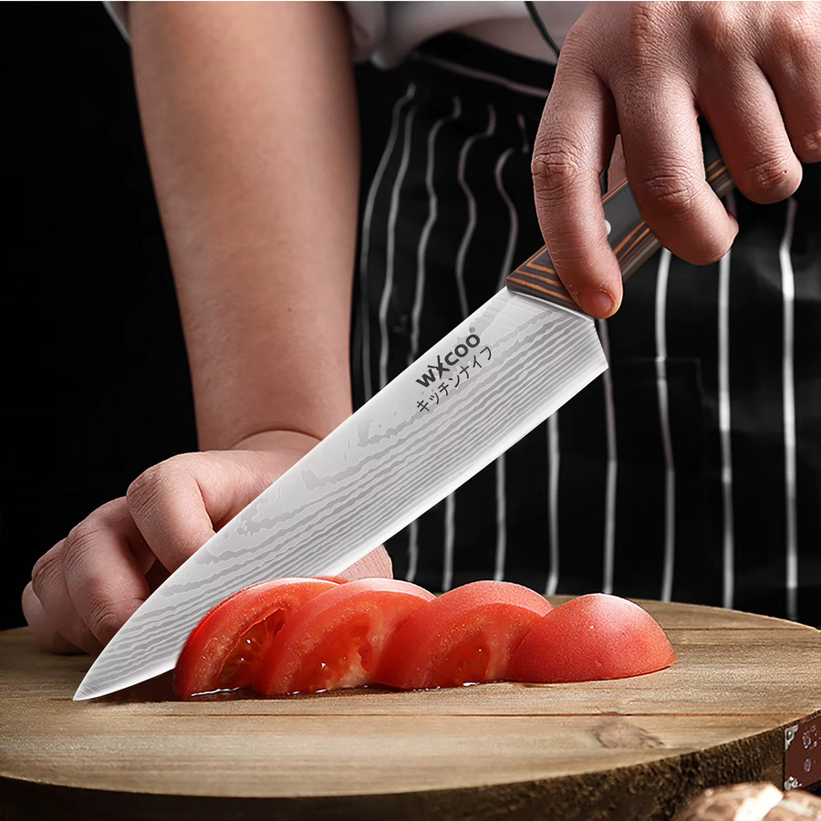 WXCOO Allzweck-Küchenmesser aus Edelstahl mit Holzgriff zum Schneiden von Obst, Fleisch und Gemüse - Bild 3