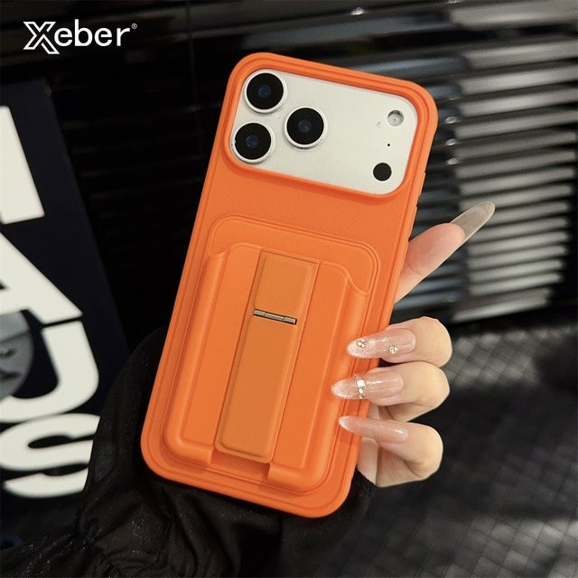 Luxus Leder-Geldbörse mit Kartenhalter und Handyhülle für iPhone 13 bis iPhone 17 Pro Max Plus in Blau oder Orange - Bild 1