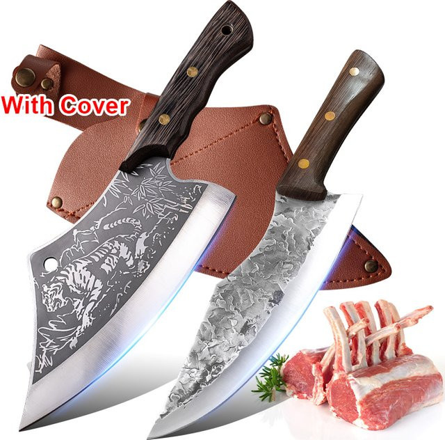 InLeung Utility-Messer mit Handschmiede-Klinge und Holzgriff in Silber - Bild 1