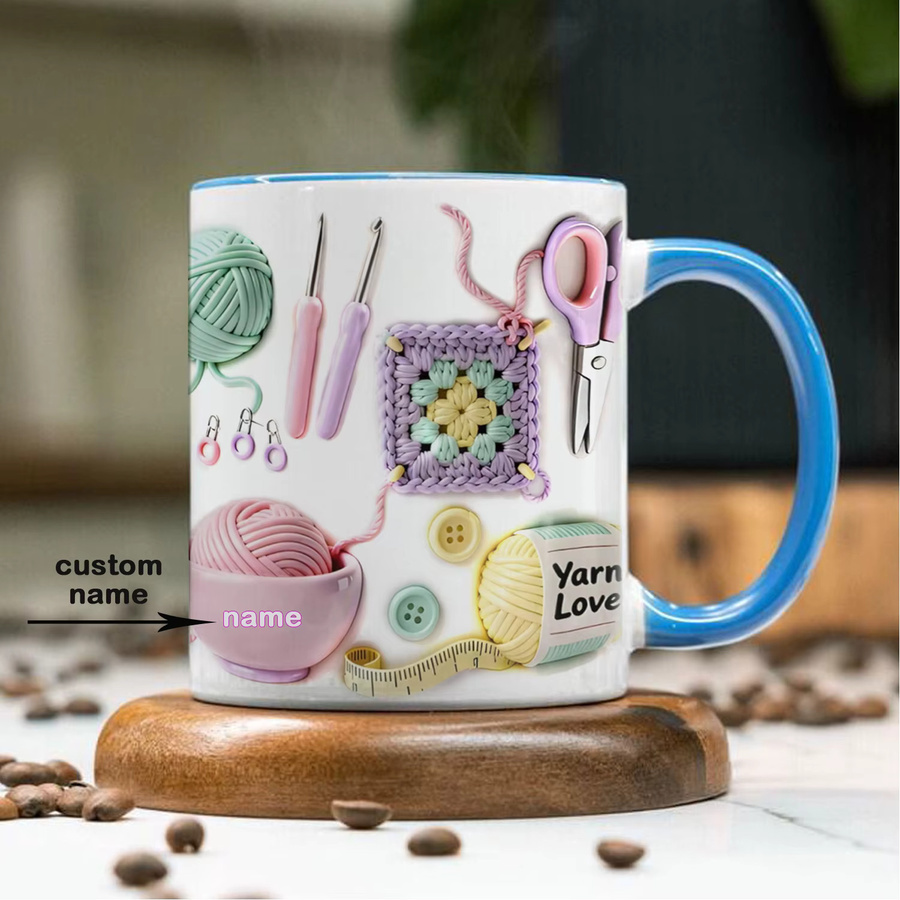 Personalisierte Kaffeetasse aus Keramik mit Gravur für Textilkünstler und Strickbegeisterte - Bild 2