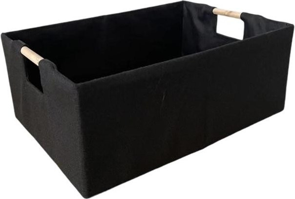 Mixingtime Aufbewahrungsbehälter aus Stoff mit Holzgriffen und verstärktem Boden in Schwarz - Bild 1