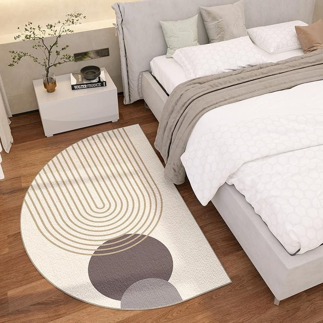 Lodestar Halbkreisteppich mit Streifenmuster in Beige, B/T: 80 x 50 cm - Bild 1