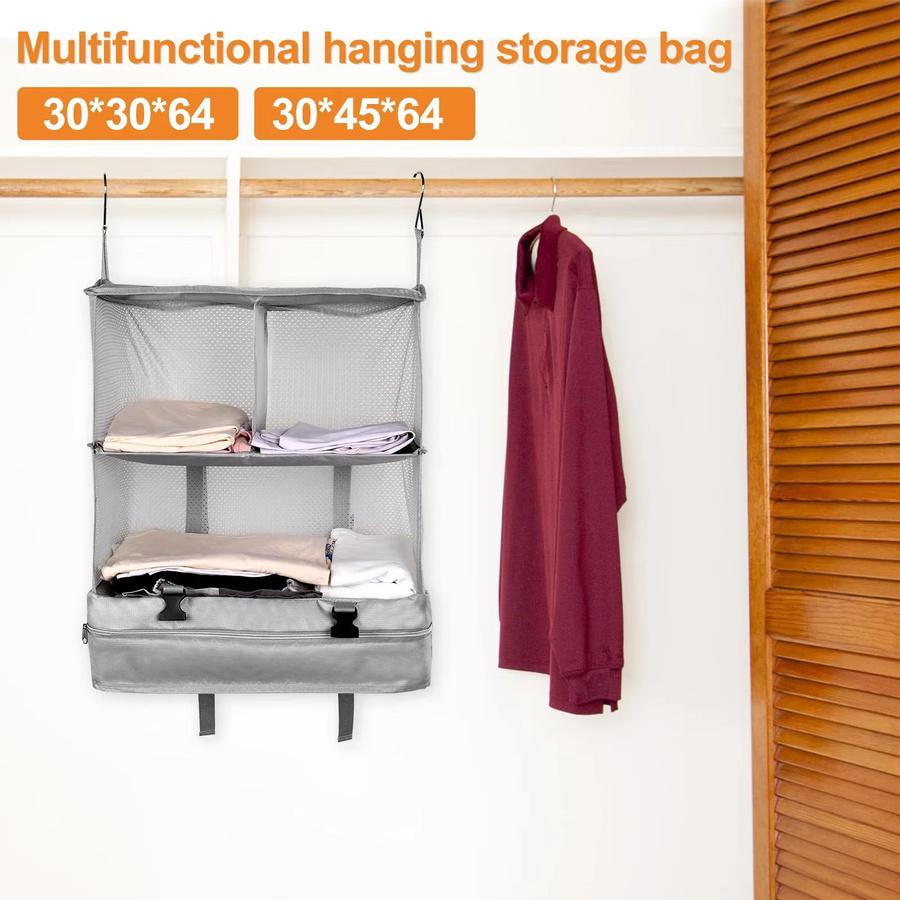 Willkey Reise Gepäck Organizer Hängende Kleidungstasche Faltbar in Schwarz und Grau B/T/H: 64,0 x 30,0 cm - Bild 2