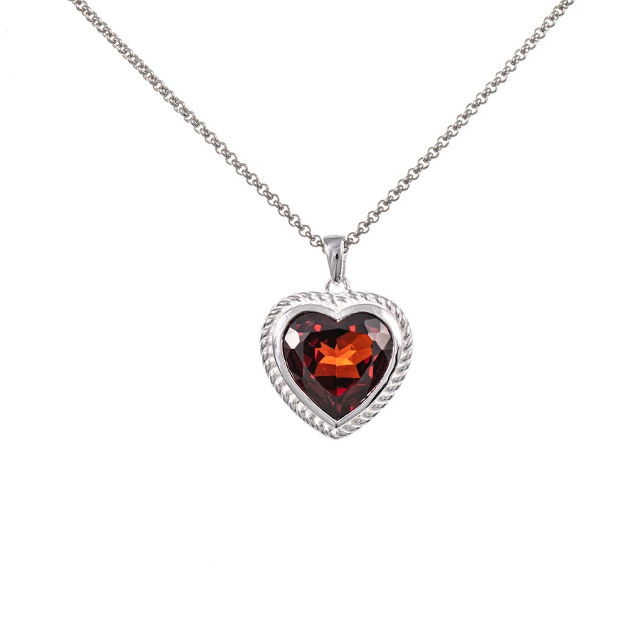Anhänger Herz geschliffen mit Kette, 925 Silber, Zirkonia, rot - Bild 1