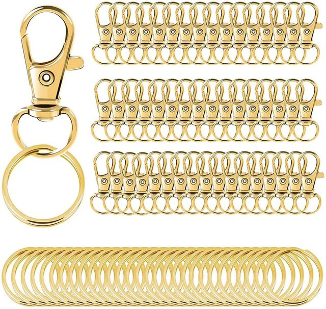 Karabinerhaken mit Schlüsselringen, 100 Stück, Unisex - Bild 1