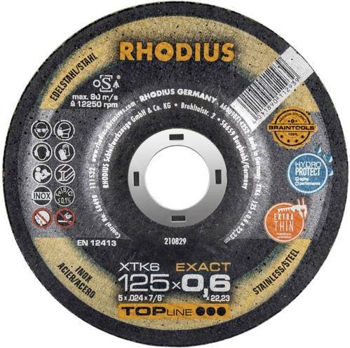 Rhodius XTK6 EXACT 210829 Trennscheibe gekröpft für Edelstahl und Stahl, Durchmesser: 125 mm, Farbe: Schwarz - Bild 1
