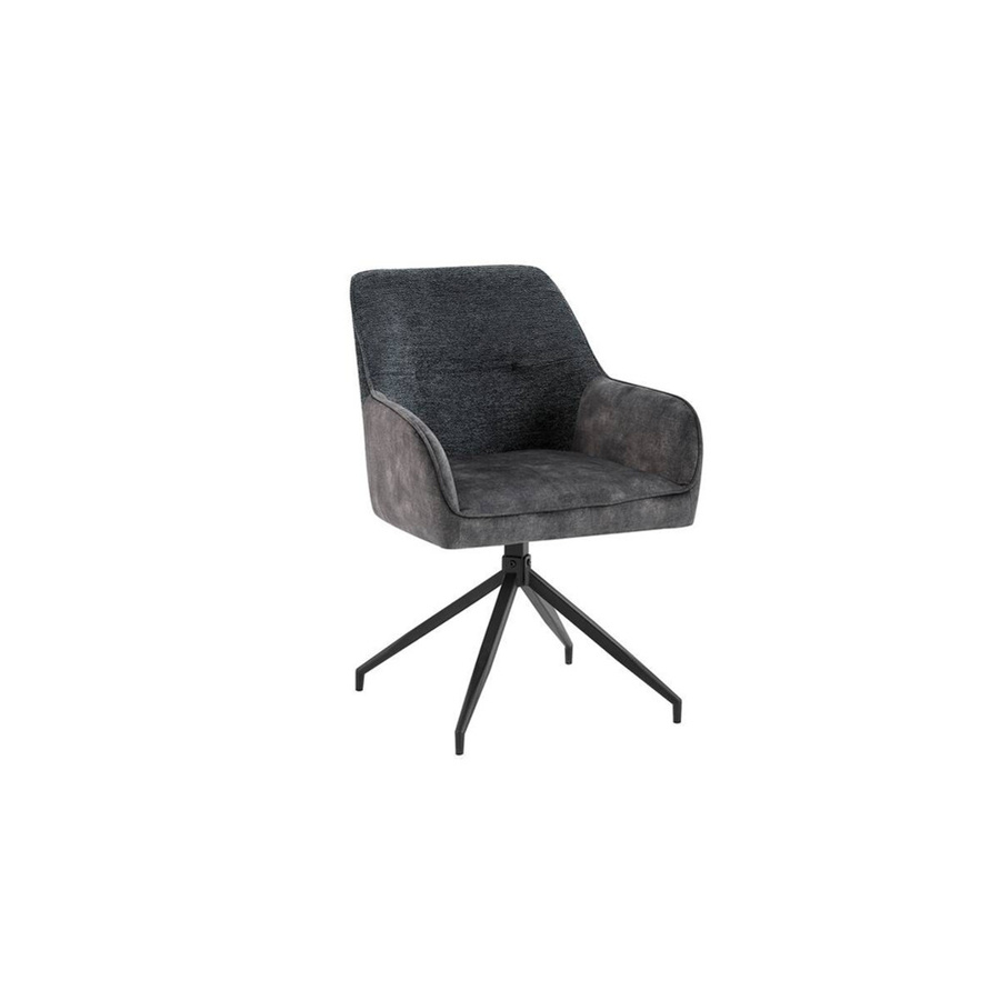 byLIVING Esszimmerstuhl JACKY 2er-Set mit Bouclébezug in Anthrazit und schwarzem Metallgestell, B/T/H: 62 x 56 x 87 cm - Bild 2