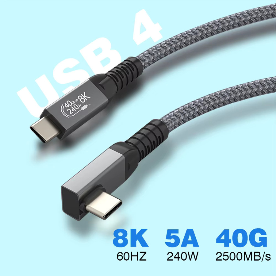 UGOURD USB 4 Thunderbolt 4 Typ C Winkelkabel mit 40Gbps, 240W und 8K Unterstützung für EGPU und SSD Boxen - Bild 2
