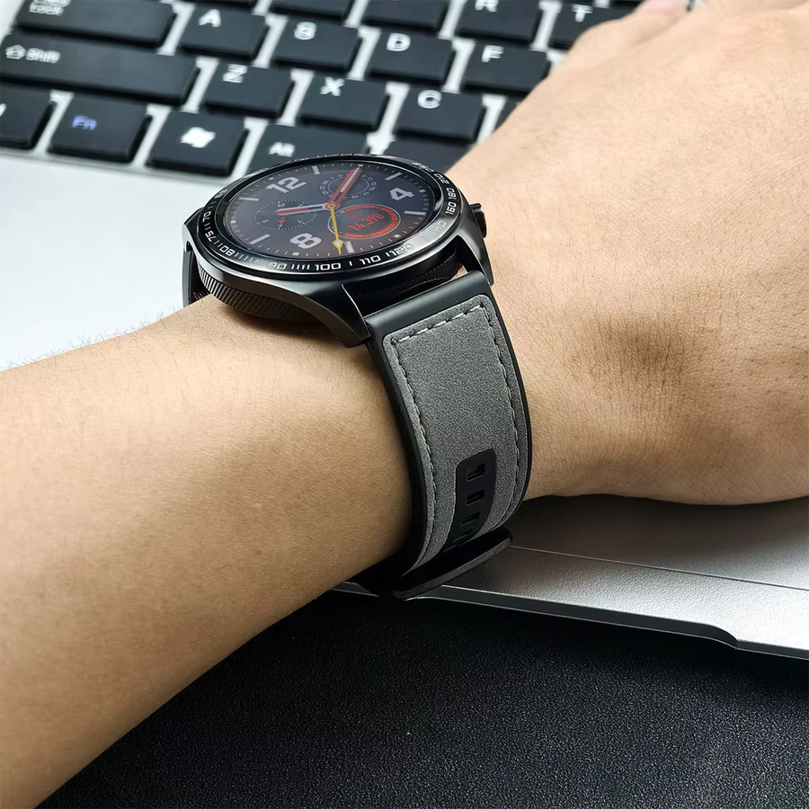 CAOWTAN Uhrenarmband Leder, 22 mm, Schwarz, Unisex - Bild 1