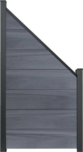 GroJa Steckzaun Schräg Solid-Grande aus BPC-Material in Steingrau, B/H: 90 x 180 cm, co-extrudiert - Bild 1