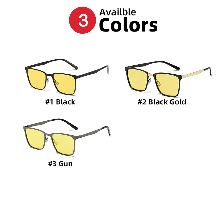 VIVIBEE Nachtsichtbrille, Gelb, Metall, Vollrand, quadratisch, Unisex - Bild 4