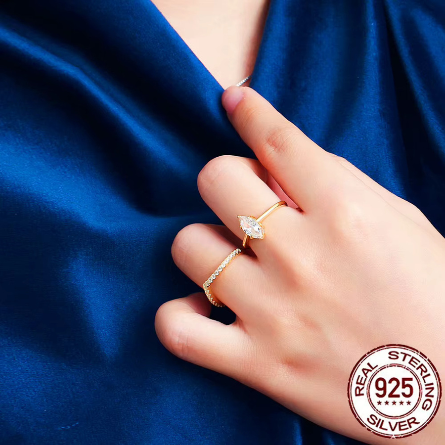 CWWZircons Ring 925 Silber, Vergoldet, Zirkonia, Damen - Bild 2