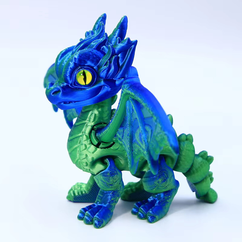 RBXC Fliegender Drache als bewegliches simuliertes Augenspielzeug und Haustierornament in Blaugrün aus 3D-Druck - Bild 3
