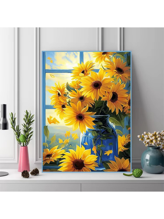 Evershine Diamantstickerei Set Sonnenblume in Gelb mit runden Steinen für dein DIY Bild B/H/T: 30 x 20 x 20 cm - Bild 3