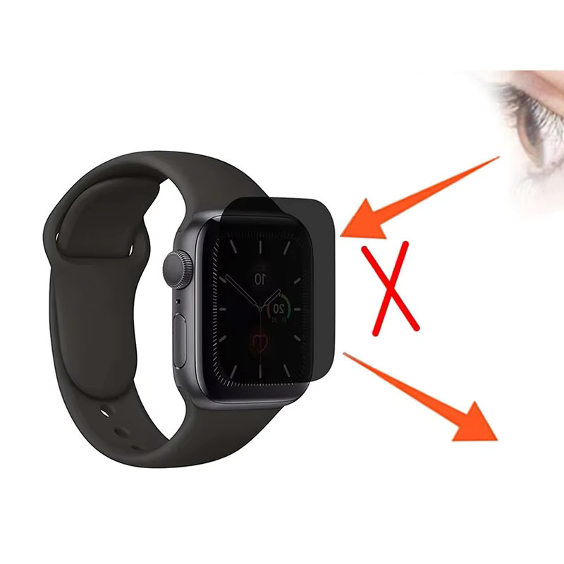 TINUORA Gebogene Anti-Peep-Schutzfolie für Apple Watch 40 mm, 41 mm, 44 mm, 45 mm, Sichtschutzfolie für iWatch-Serie 9, 8, 7, SE, 6, 5, 4 in Schwarz - Bild 4