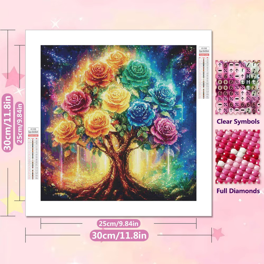 EverShine DIY Diamant-Stickerei Set Rosen-Mosaik mit bunten quadratischen und runden Diamanten zur Wanddekoration B: 20 cm, H: 20 cm - Bild 2