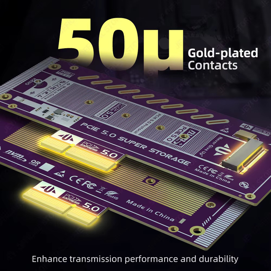 JEYI M.2 NVMe SSD zu PCIe 5.0 Erweiterungskarte mit 128Gbps für X4/X8/X16 Steckplätze, kompatibel mit 22110/2280/60/42/30 SSDs - Bild 5