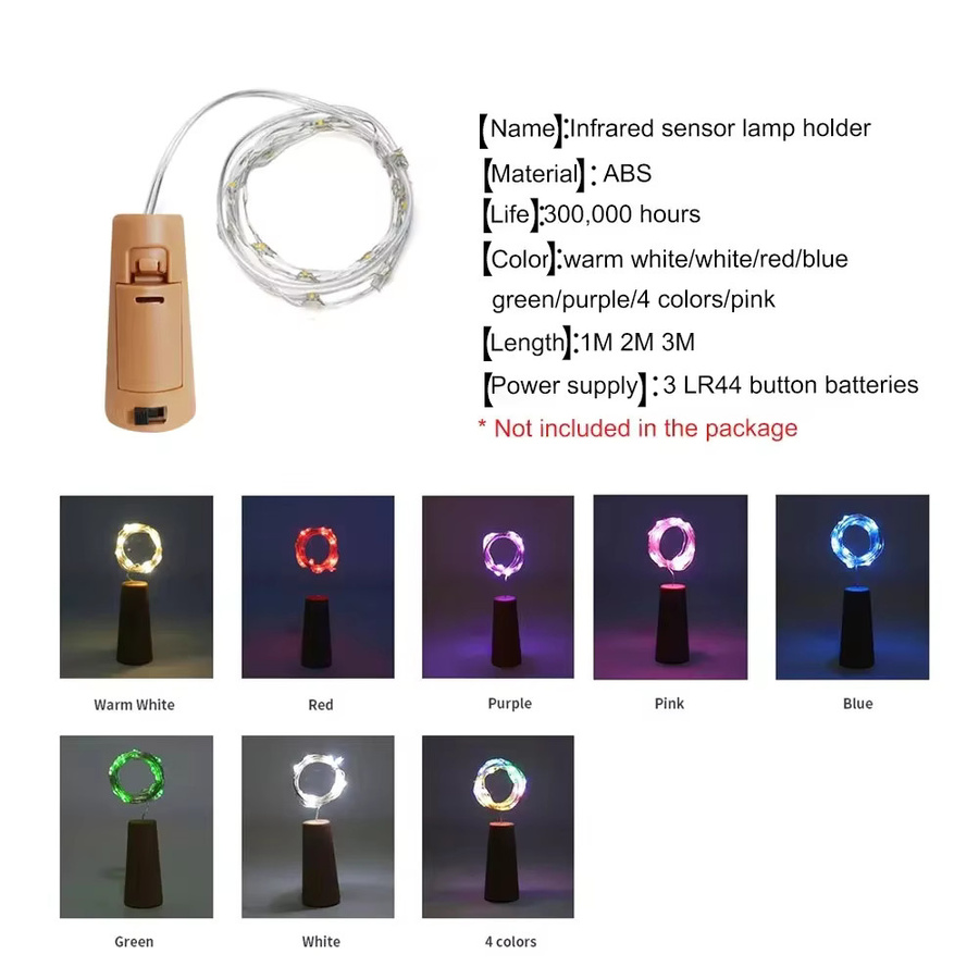 LED-Lichterkette für Weinflaschen mit Korken für Weihnachtsbaum, Hochzeit und Party, transparent - Bild 2