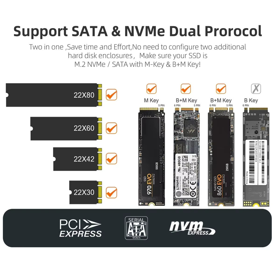 MAIWO M.2 SSD-Gehäuse USB-C 10Gbps für NVMe und SATA SSDs, Farbe: Grau - Bild 4