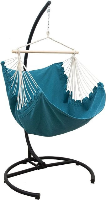 Amanka XL Egg Hängesessel mit Gestell und Kissen in Petrolblau, Höhe: 210 cm, Breite: 125 cm, Tiefe: 150 cm - Bild 1